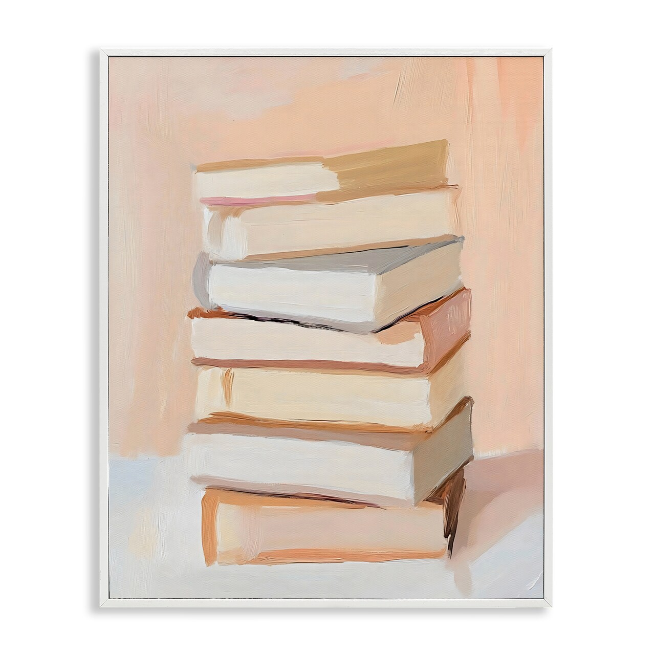 Stupell Industries Book Stack Soft Orange Framed Giclee, design by LSR Design Studio